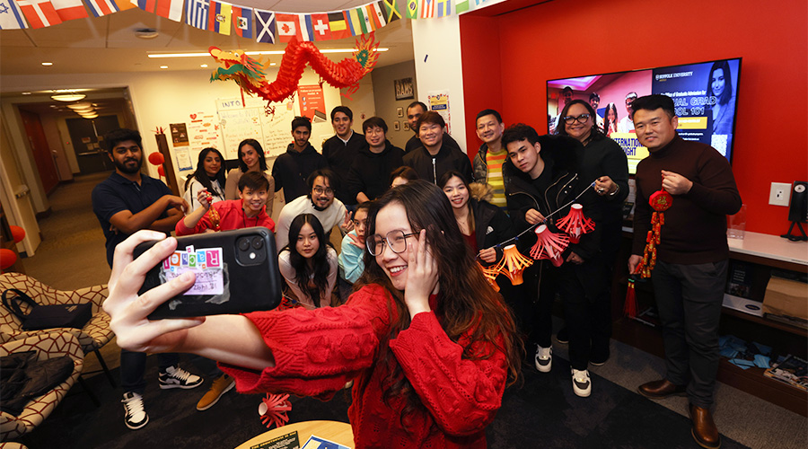 Suffolk students celebrate together at a Lunar New Year event on campus