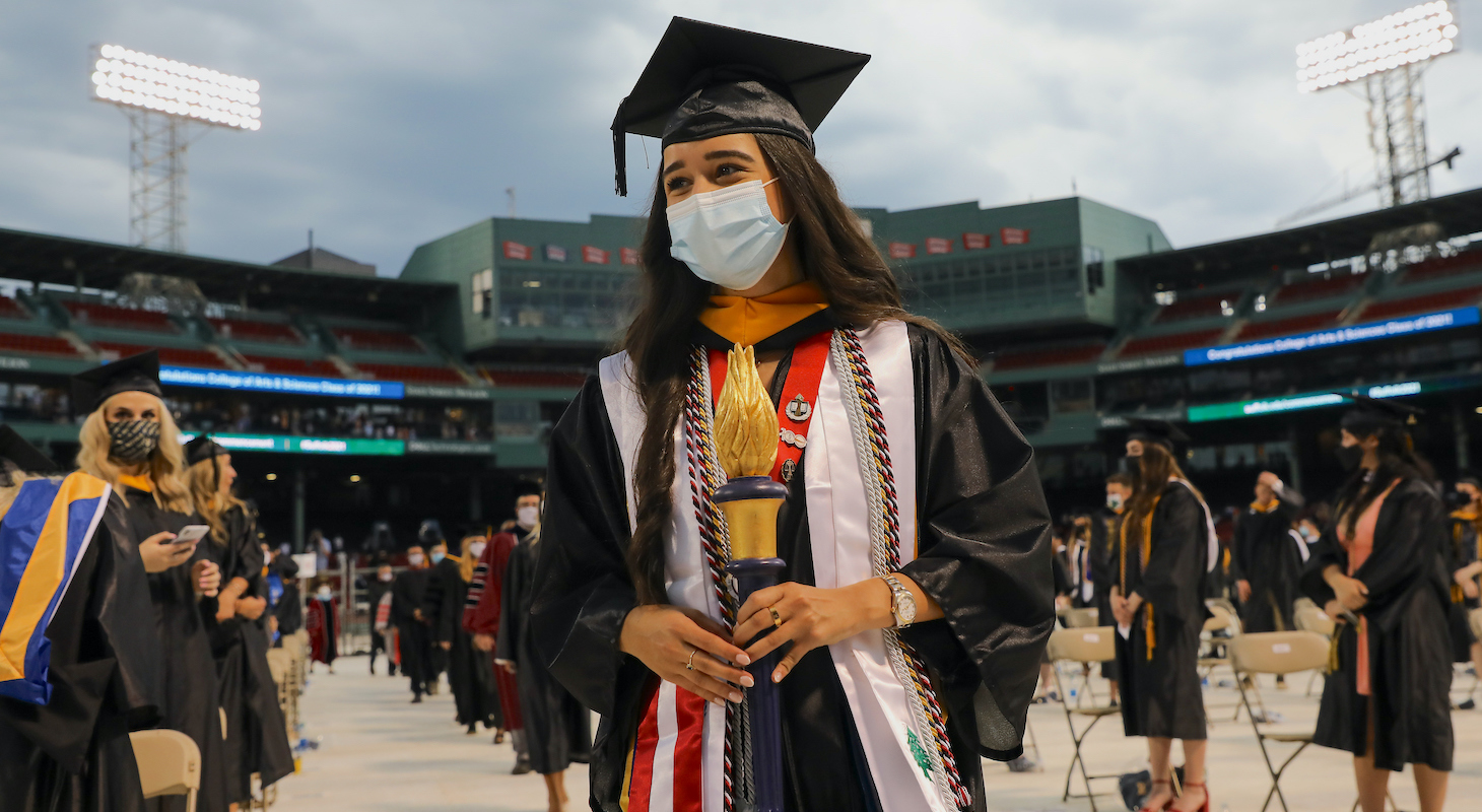 Student Marshall at the Fenway Commencement Ceremony