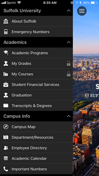 SU on the GO app menu