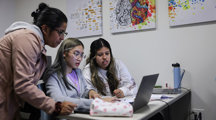 Suffolk students work on a project in the newly-opened X-Lab.