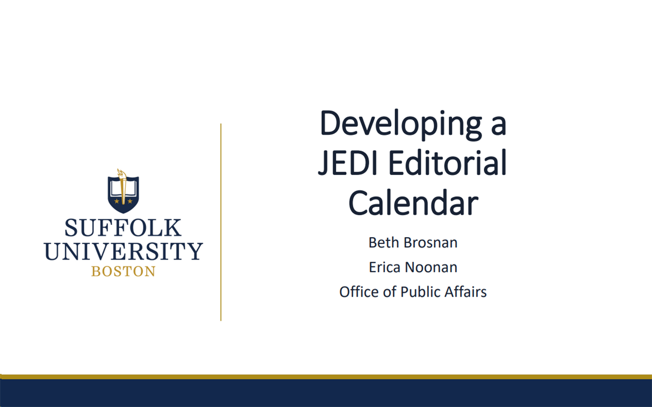 Developing JEDI Editorial Calendar Presentation Cover
