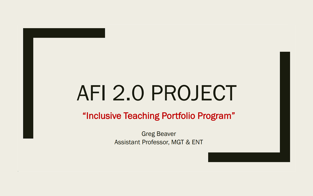 Inclusive Teaching Portfolio Program Presentation Cover