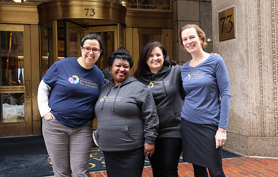 Staff members standing in front of Stahl Center