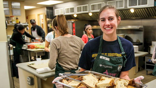 Student working at Rosies Place. 
