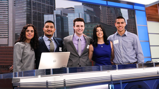 Group of students at the NBC Boston studio in Newton, MA. 