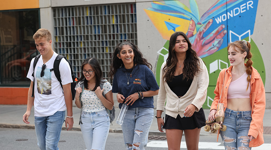 Suffolk students exploring the city together.