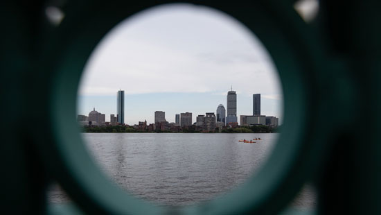The Boston skyline as seen from the Longfellow Bridge.