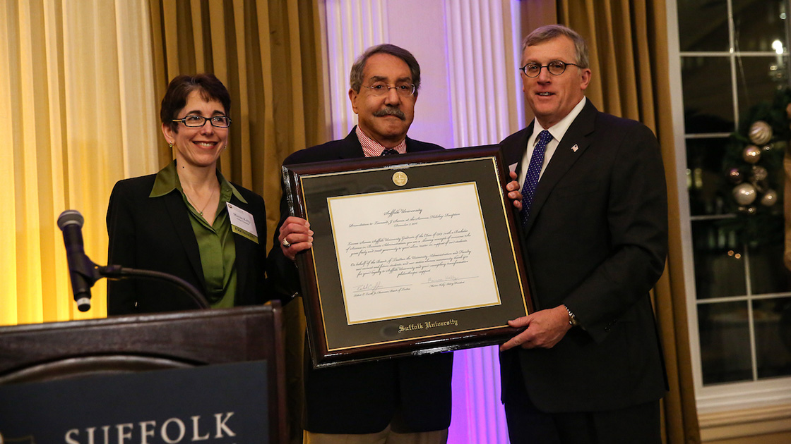 Lennie Samia, Marisa Kelly, and Bob Lamb at the December 2016 Summa Holiday Reception. 