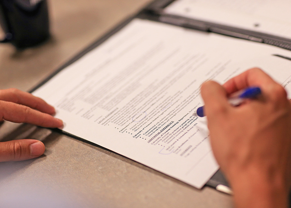 A resume being workshopped.