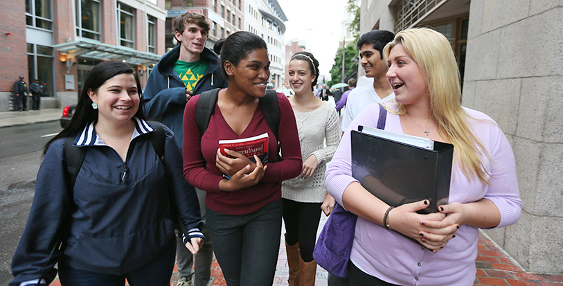 Students walking down Tremont Street