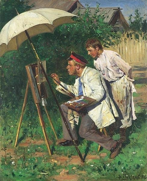 "The Artist and The Apprentice" painted by Vladimir Makovsky.