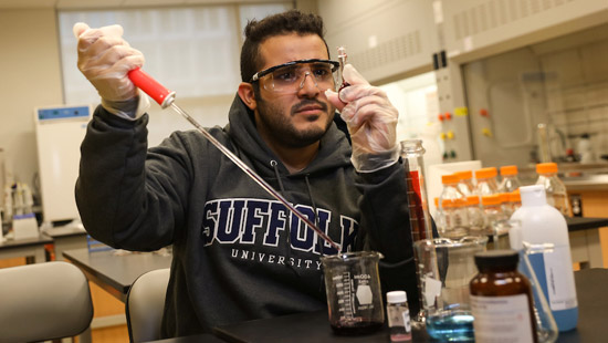 Student working in chemistry lab