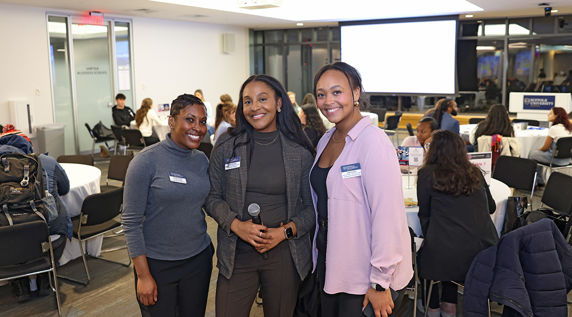 Three advisors for the Healthcare Career Community at an event