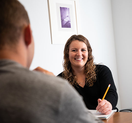 Student at interview