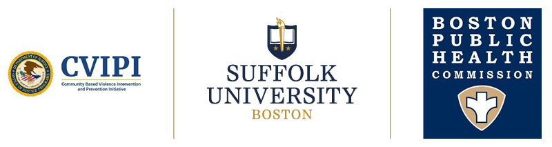 Logos for CVIPI, Suffolk University, and Boston Public Health Commission