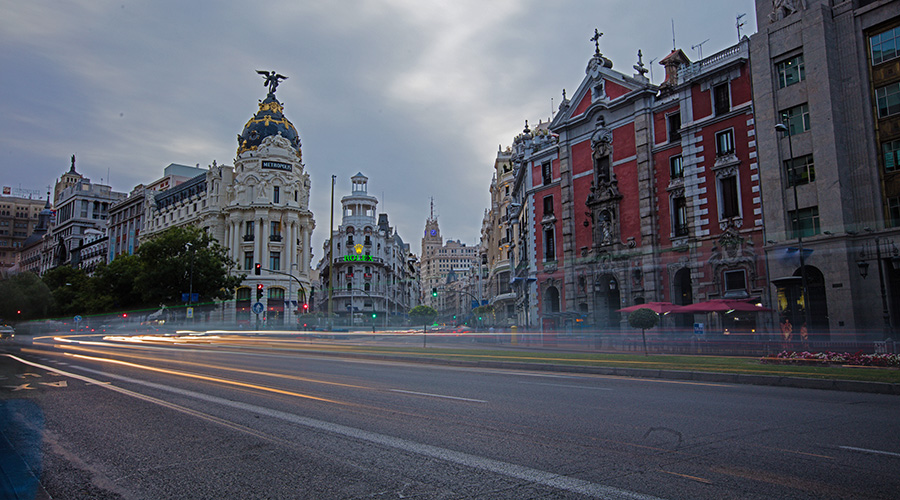 A street view of Madrid, Spain.