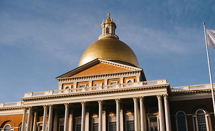 Close up of the dome on the Massachusetts State House