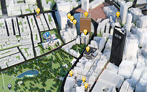 Virtual Tour screenshot showing downtown Boston