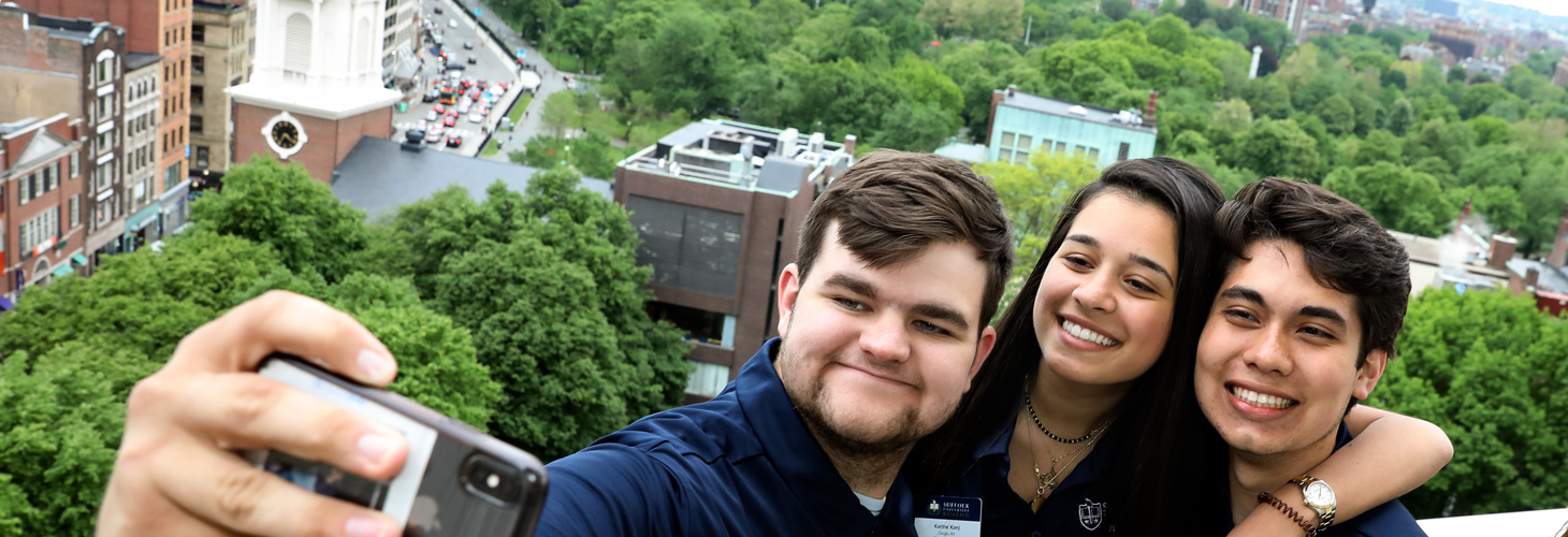 students taking a selfie. 