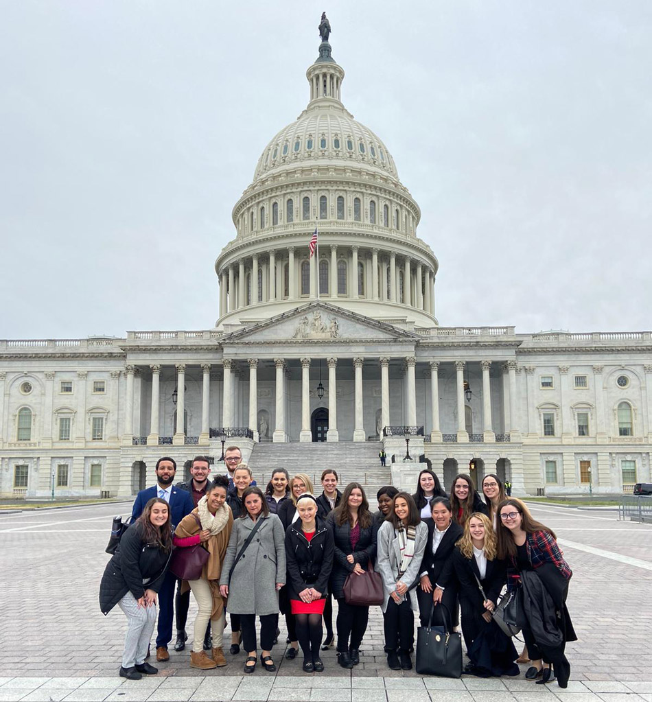 Suffolk student Gabriela Soto Cotto poses with her classmates during a trip to Washington D.C.