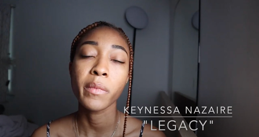 Image from Suffolk alumna Keynessa Nazaire's poem reading video.