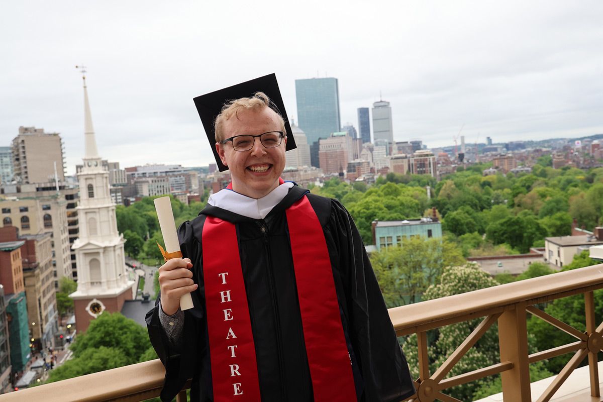 Suffolk student Collin poses for a portrait.