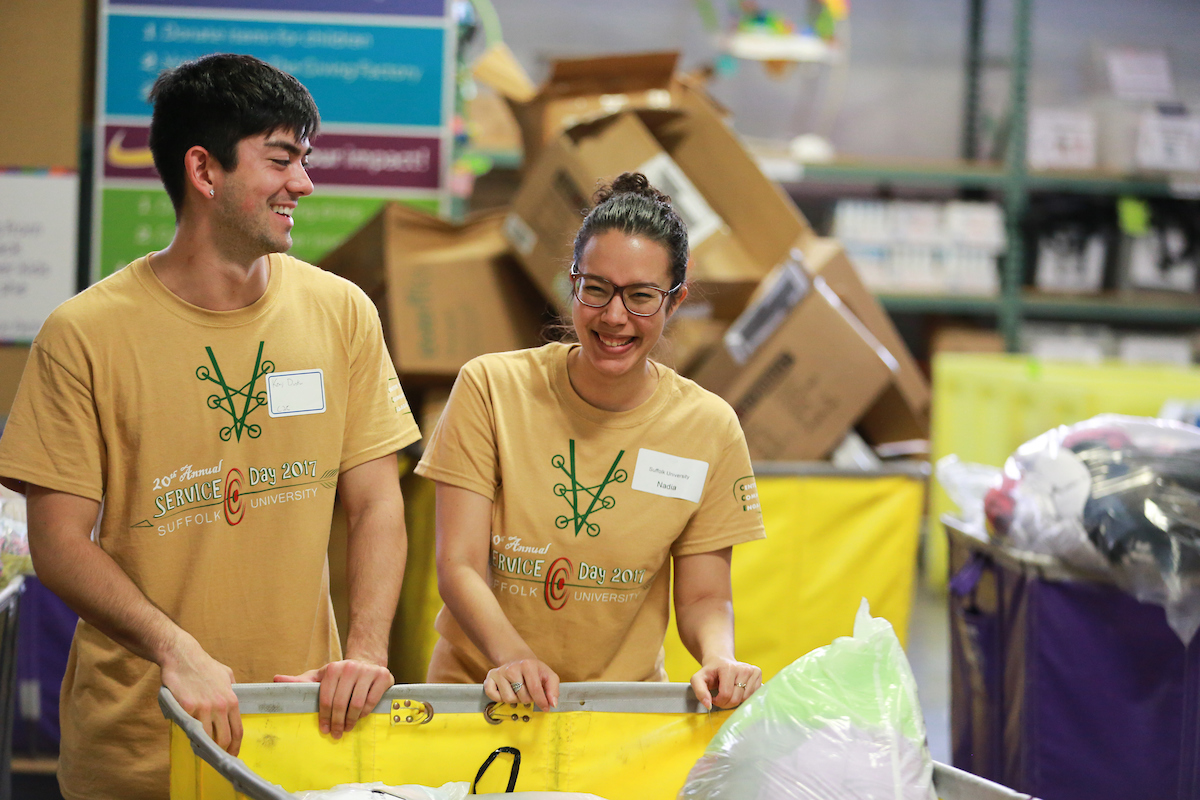 Suffolk University Service Day at Crayons to Cradles in Allston