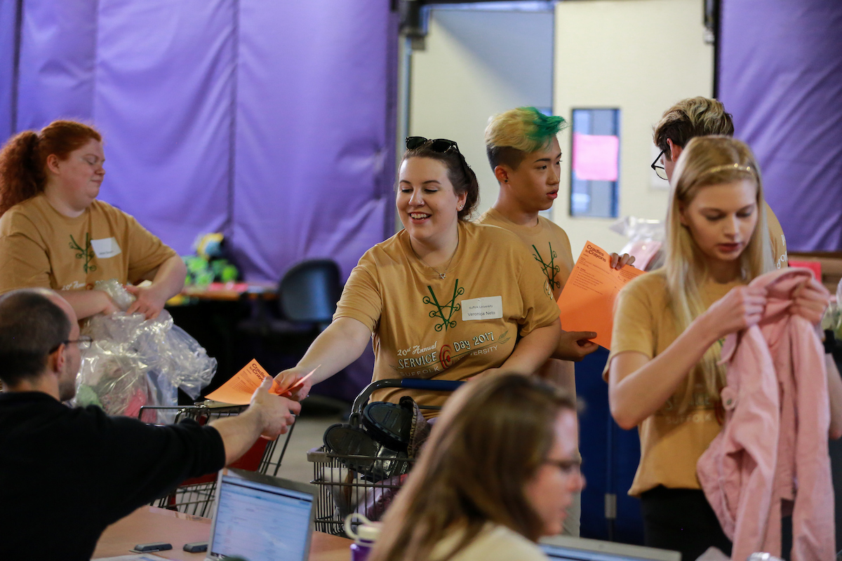 Suffolk University Service Day at Crayons to Cradles in Allston