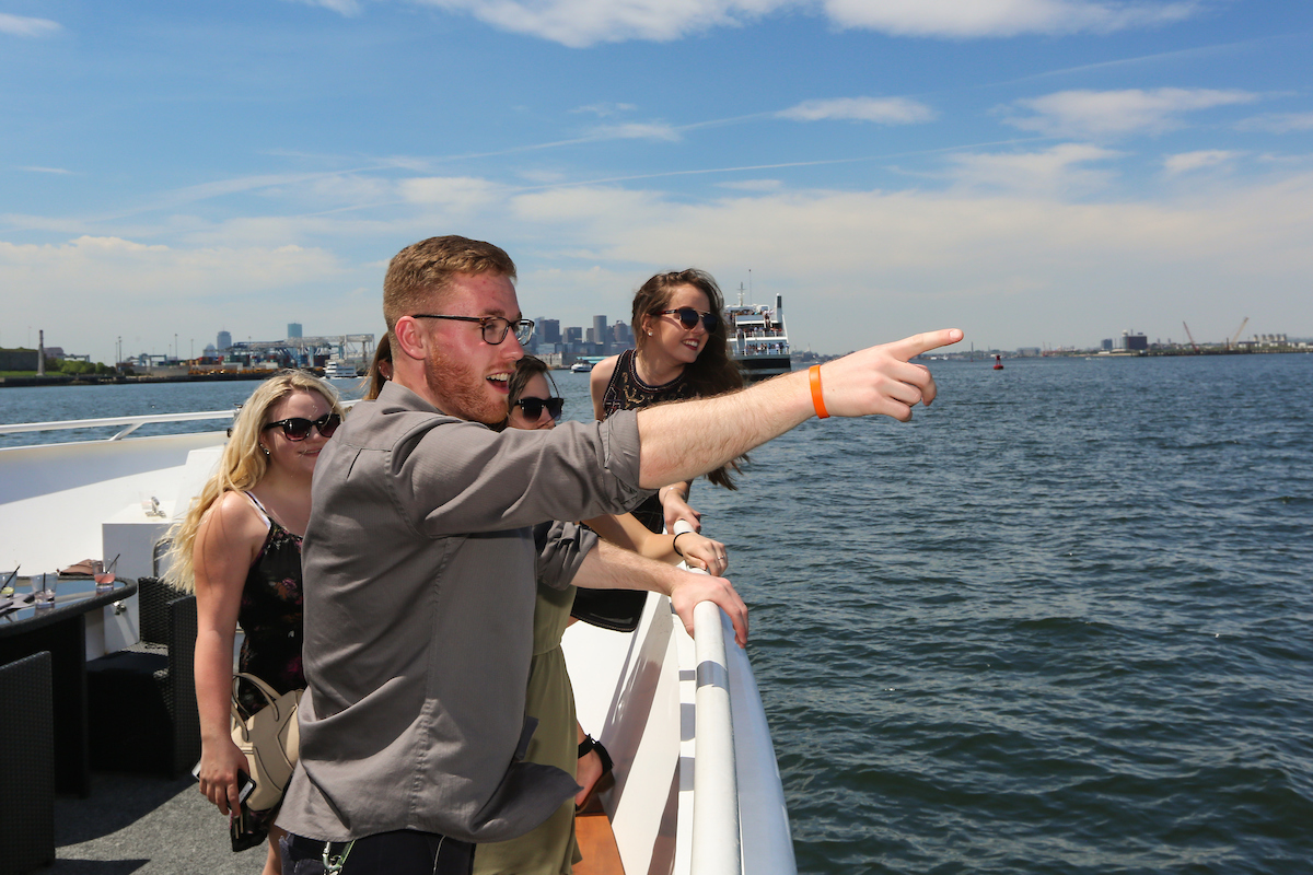 Suffolk seniors enjoy a cruise on the Boston Harbor
