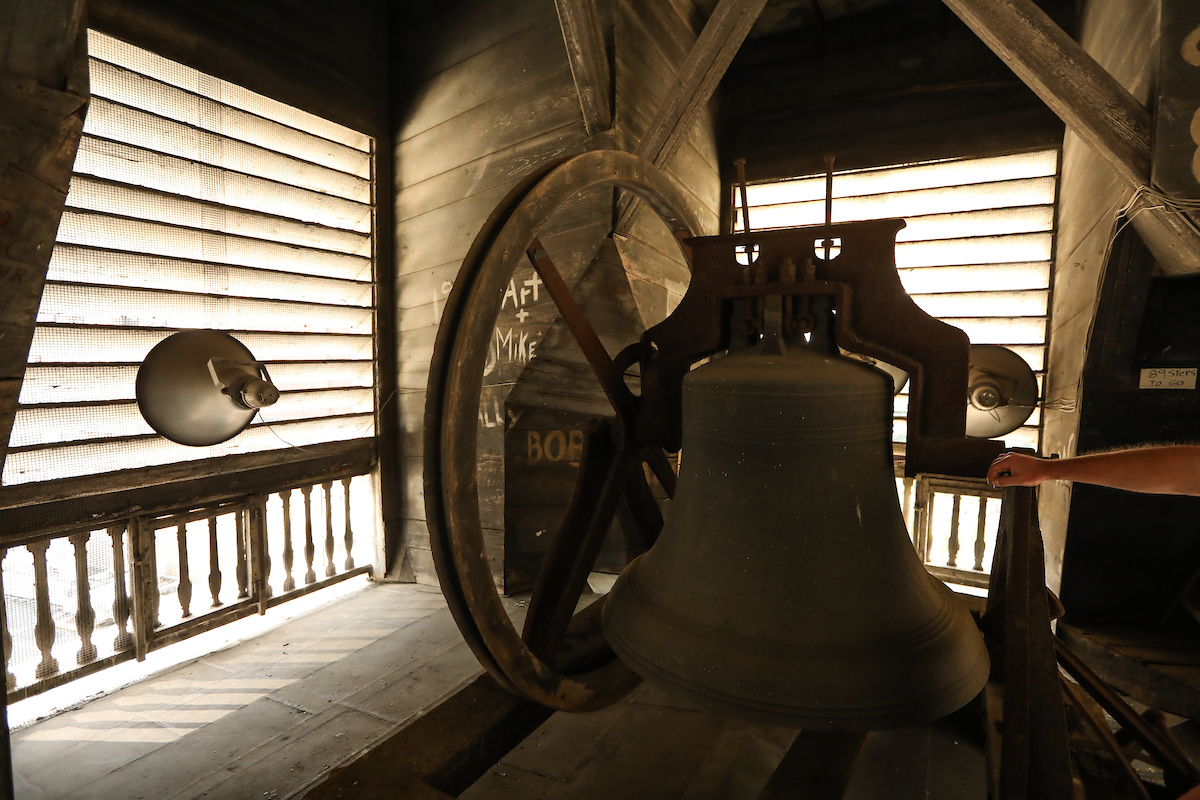 Suffolk photographer climbs up into the steeple of the Park Street Church in Boston