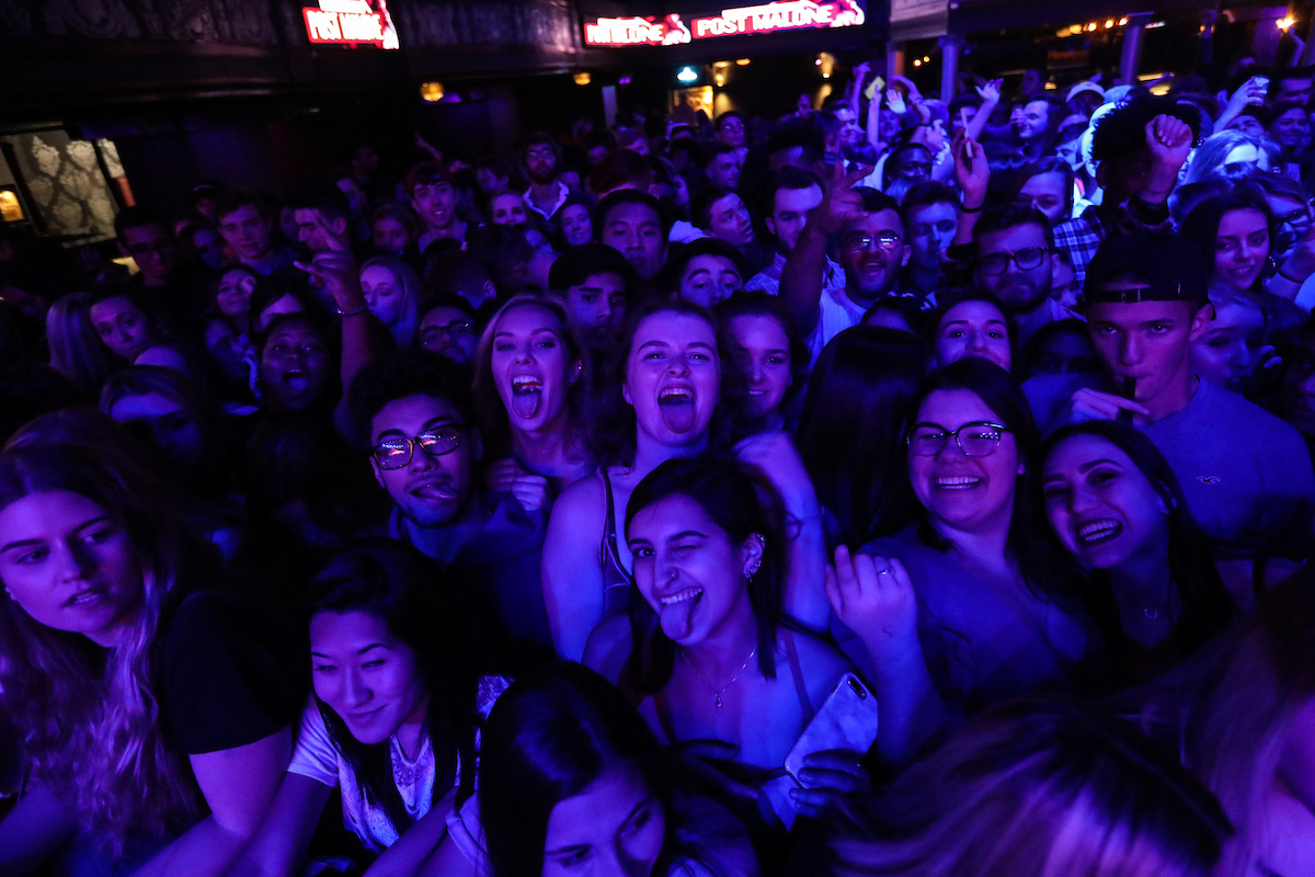 Suffolk students enjoying the Winter Concert performer Post Malone at the Royale Nightclub in Boston.