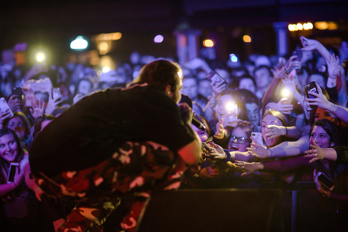 Post Malone entertains Suffolk students at the Royale Nightclub in Boston.