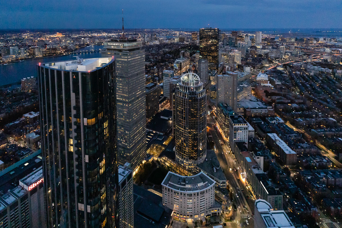 An aerial shot of Boston's Back Bay neighborhood.