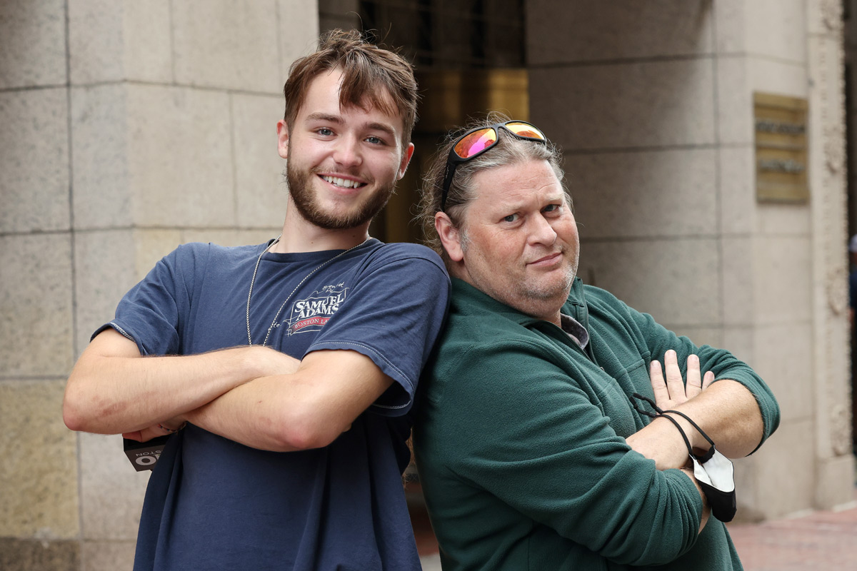 Suffolk student Hunter poses for a photo with faculty member Jerry Glendye.