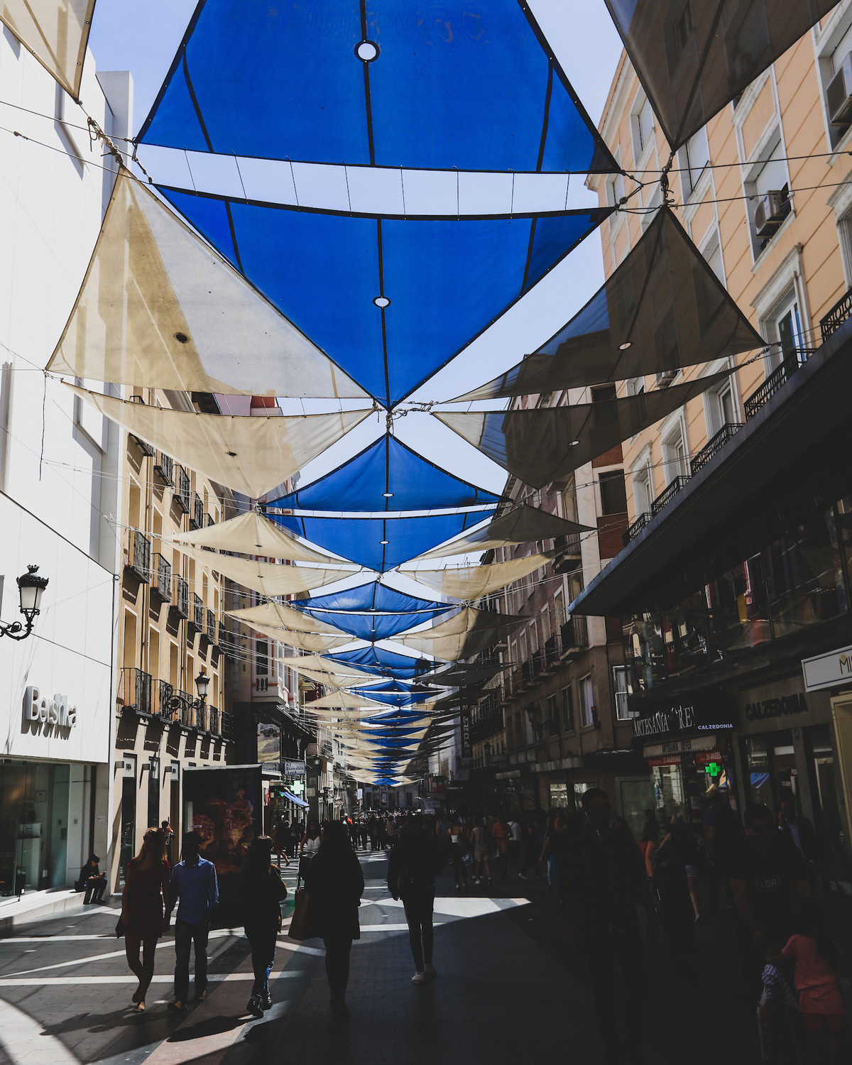 The streets of Madrid, Spain on an afternoon in the fall.