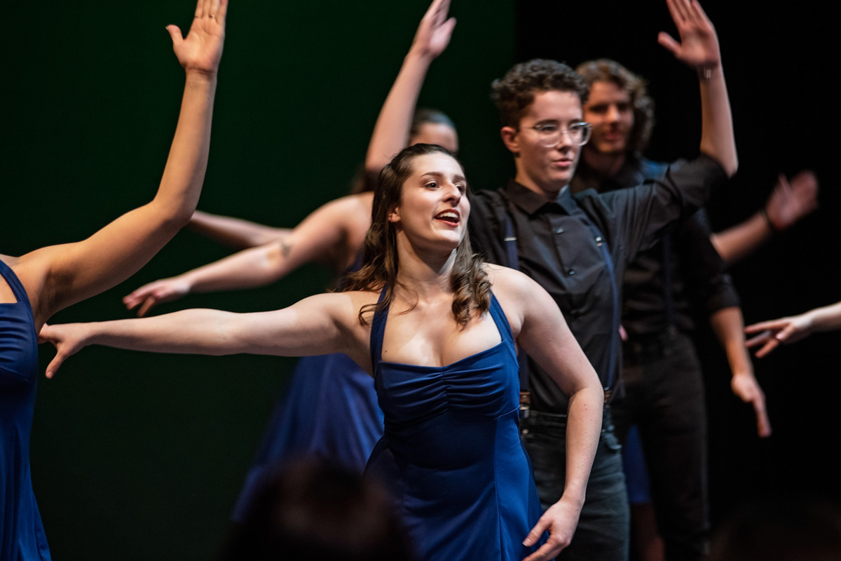 Suffolk student Morgan performs with one of Suffolk's performing arts groups.