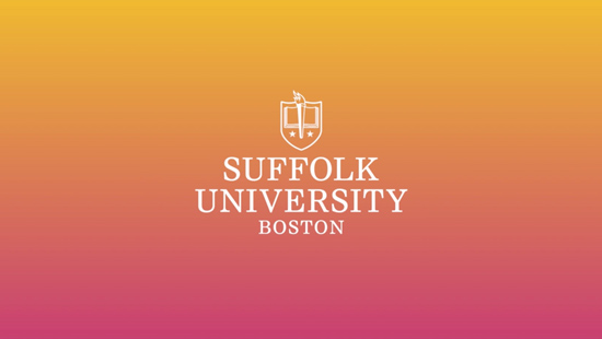 Suffolk logo on an orange background