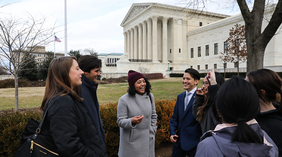 Students speaking together in Washington DC