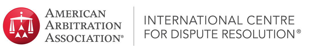 Logo for the America Arbitration Association® and their International Centre for Dispute Resolution®