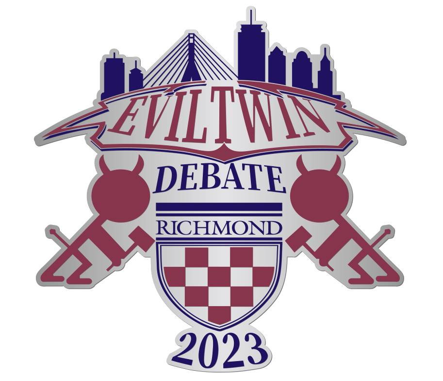 Logo for the Richmond "Evil Twin Debate 2023"