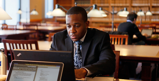 Student studying in the Law Library