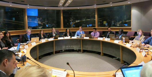 Student delegates at a round table