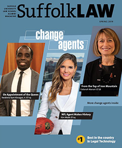 Suffolk Law Alumni Magazine cover: Spring 2019