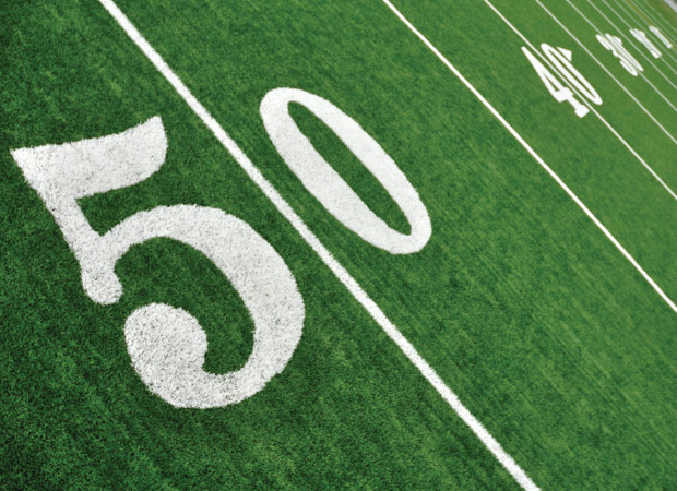 A Football Field's 50 Yard line