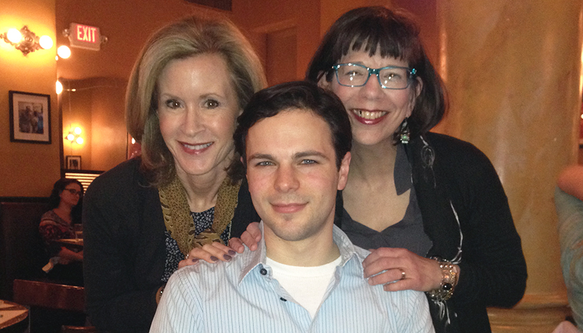 Jill Gabbe, Jonny Orsini, sitting in dressing room, and  Marilyn Plotkins 