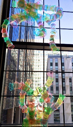 A sculpture made of cups