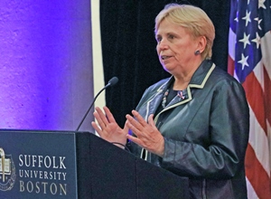 President McKenna speaks at a podium