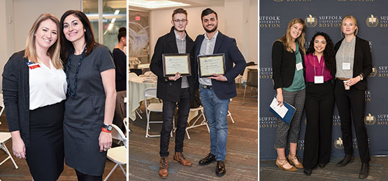 Conference co-organizers Morgan Williams, Class of 2016, and Professor Ereni Markos; Excellence in Marketing scholarship recipients Taras Sadvoyy and Riccardo Caputo; Marketing student Marlee Melvin, Class of 2017, with classmates Amanda Fazzio and Louise Bengtsson