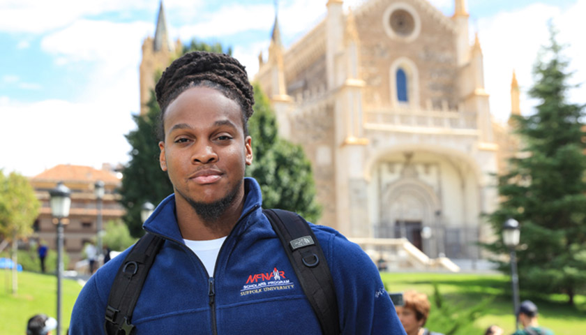 John Brown in Spain with church in background