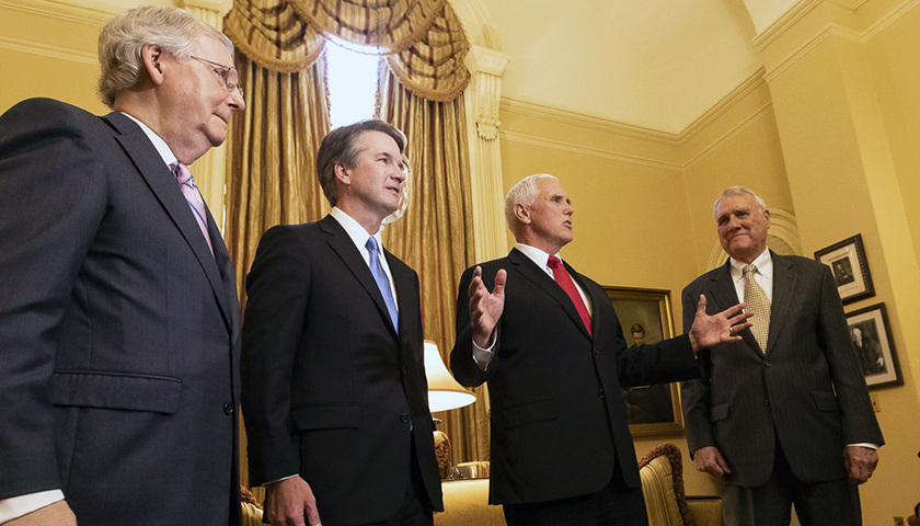 Sen. Mitch McConnell, Justice Brett Kavanaugh, Vice President Mike Pence and Sen. Jon Kyl. Photo courtesy of the Office of the Vice President